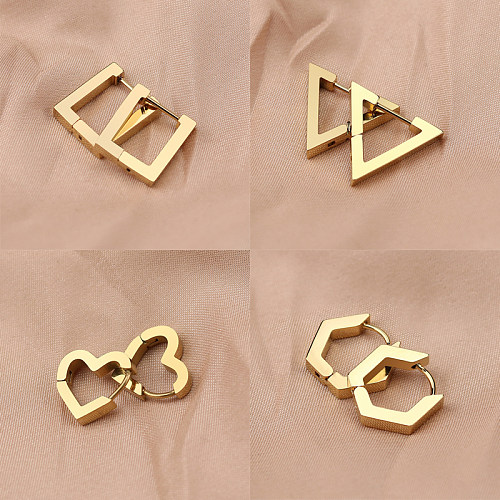 Boucles d'oreilles pendantes en acier inoxydable, Style Simple, Triangle, hexagone, plaqué, 1 paire