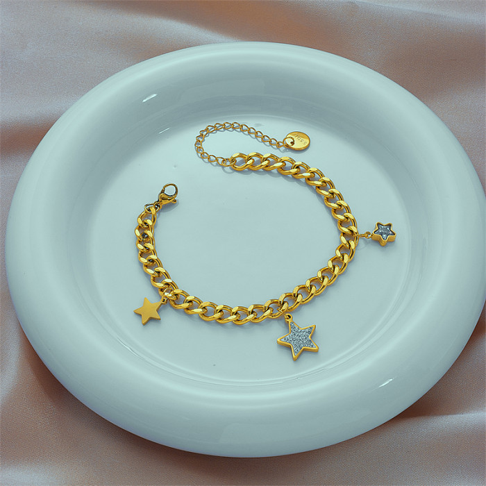 Bracelets en diamant artificiel avec incrustation d'acier et de titane Fashion Star, 1 pièce