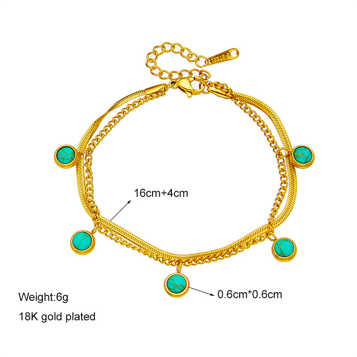 Wholesale Ethnic Style Round Titanium Steel Layered Plating 18K Gold Plated Bracelets