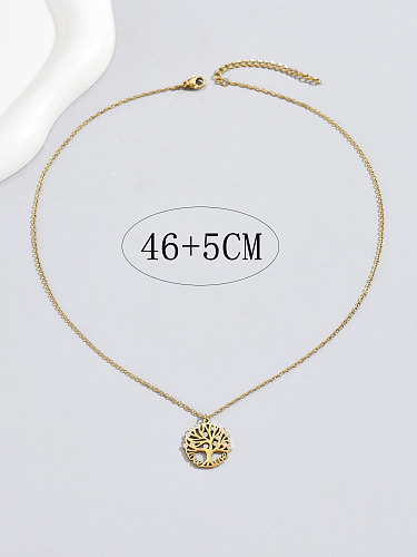1 Piece Shiny Tree Stainless Steel  Inlay Zircon Pendant Necklace