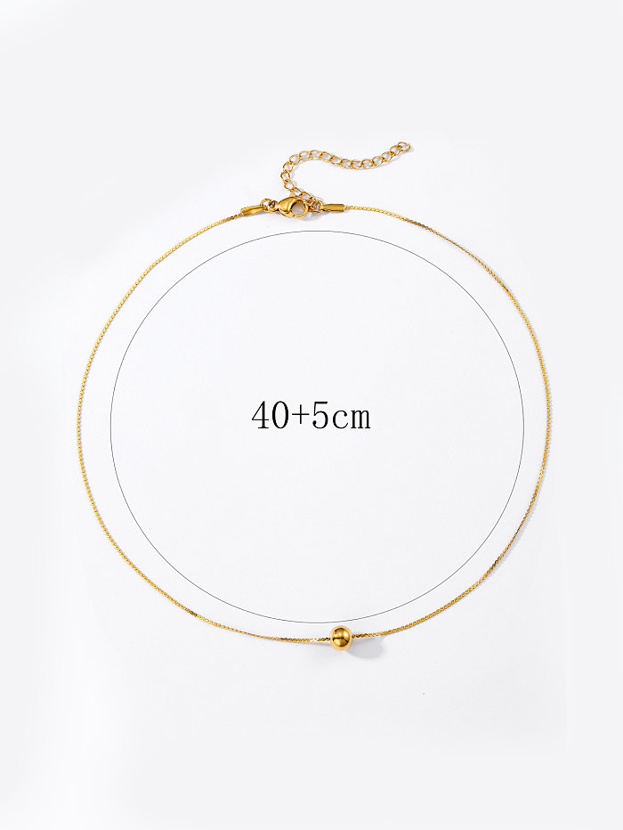 Venta al por mayor Collar chapado en oro de 1 quilates de acero inoxidable redondo de estilo simple de 18 pieza