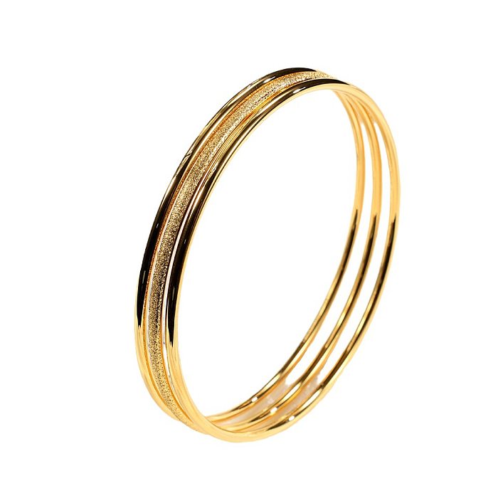 Simple Style Solid Color Stainless Steel Handmade Plating 18K Gold Plated Bangle