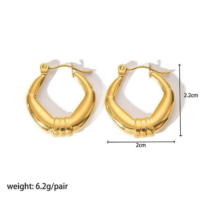 1 Pair Modern Style Round Heart Shape Stainless Steel  Hoop Earrings