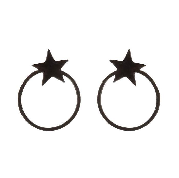 1 Pair Fashion Moon Heart Shape Snowflake Stainless Steel  Ear Studs