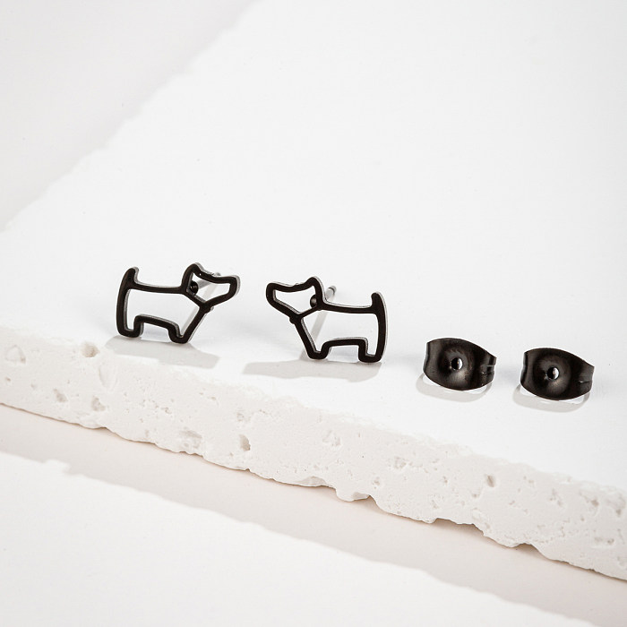 1 paire de clous d'oreilles plaqués or 18 carats en acier inoxydable pour chien, style simple
