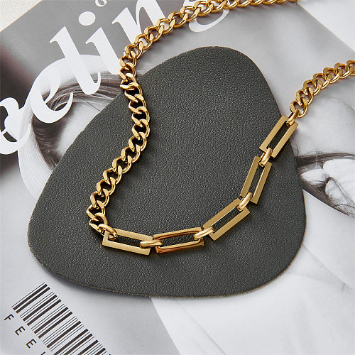 Hip Hop Fashion Stainless Steel  Clavicle Chain Stitching Chain Necklace