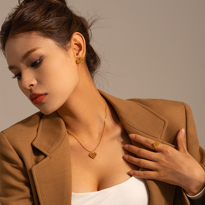 IG Style Simple Style Heart Shape Stainless Steel  Stainless Steel Plating 18K Gold Plated Pendant Necklace