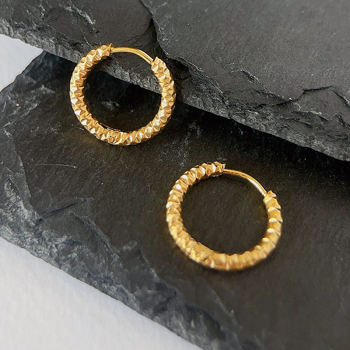 1 Pair Casual Round Plating Stainless Steel 18K Gold Plated Earrings