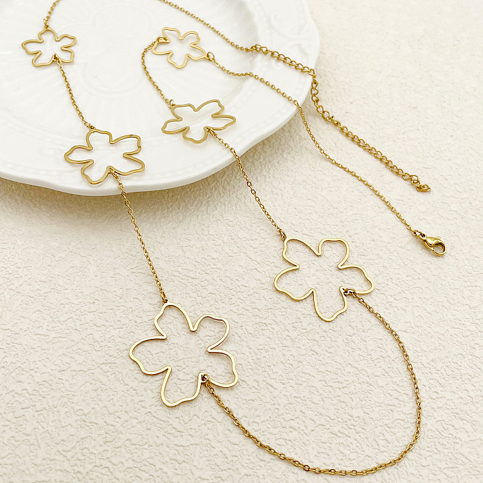 Glam Flower Stainless Steel  Patchwork Plating Gold Plated Necklace