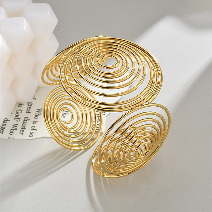 Modern Style Solid Color Stainless Steel 18K Gold Plated Bangle In Bulk