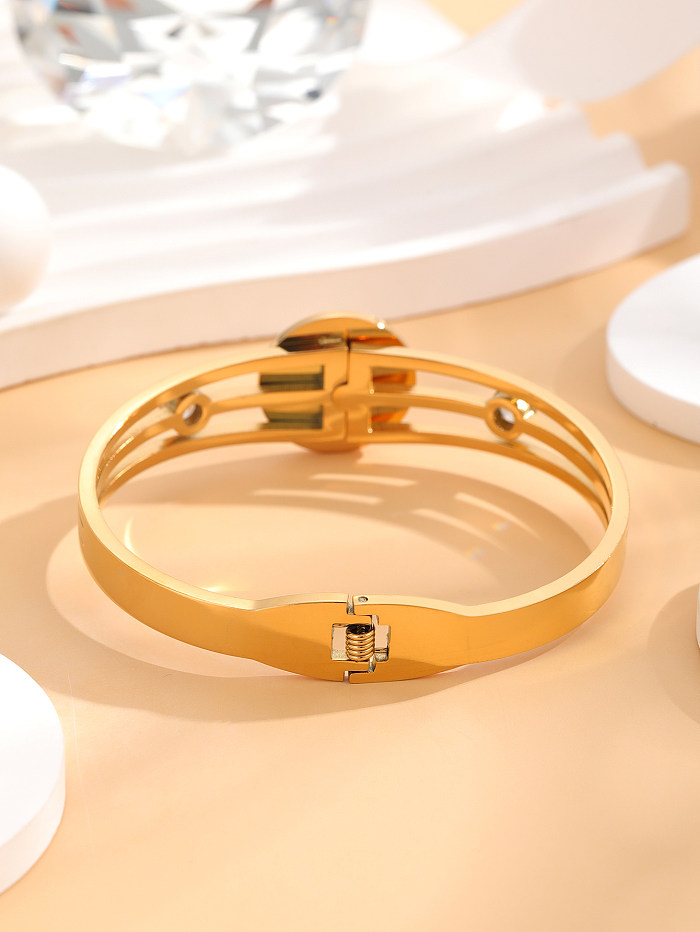 Bracelet plaqué or avec incrustation de strass en acier titane et acier de Style Vintage