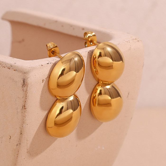 1 par de brincos de orelha banhados a ouro 18K, estilo básico simples, estilo clássico, cor sólida