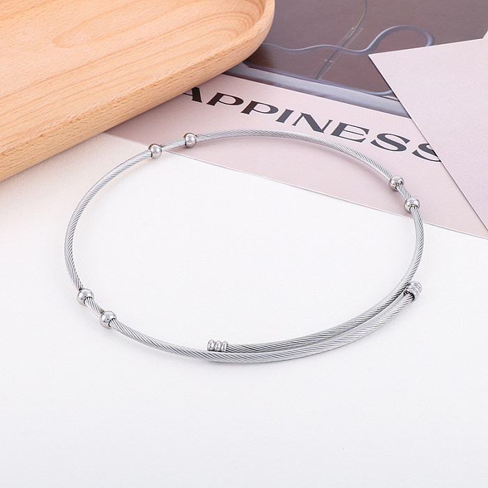 Simple Style Solid Color Stainless Steel  Plating 18K Gold Plated Choker