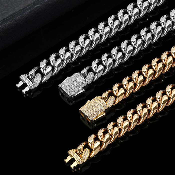 1 Piece Hip-Hop Solid Color Stainless Steel  Plating Necklace