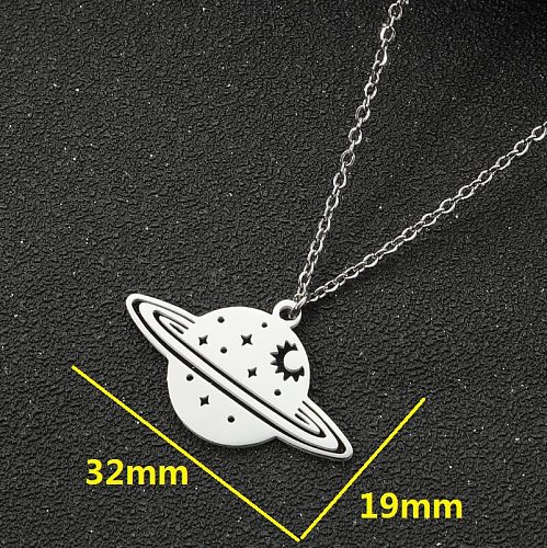 Retro Universe Stainless Steel  Plating Pendant Necklace