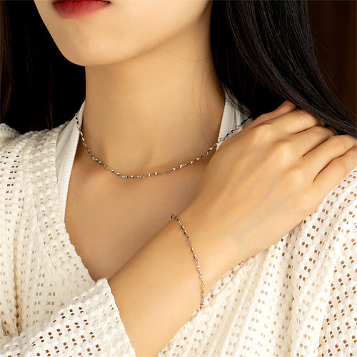 Casual Simple Style Classic Style Solid Color Stainless Steel  Stainless Steel Polishing Plating Gold Plated Necklace