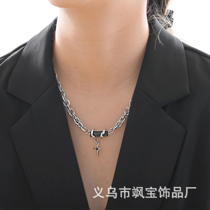 Hip-Hop Geometric Stainless Steel Polishing Necklace 1 Piece