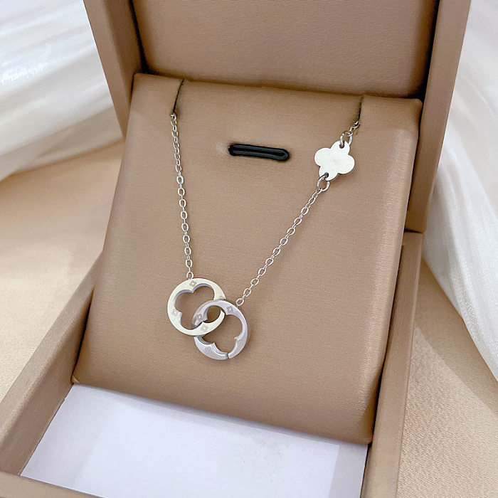 1 Piece Simple Style Geometric Stainless Steel Hollow Out Necklace