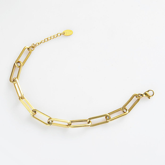 Bracelet européen et américain en acier inoxydable, chaîne à boucle à maillons simples, bijoux réglables