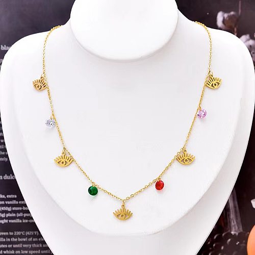 Simple Style Devil'S Eye Stainless Steel Plating 18K Gold Plated Necklace