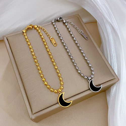 Simple Style Moon Titanium Steel Bracelets