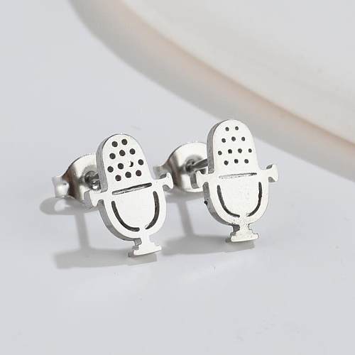Simple Style Microphone Stainless Steel Ear Studs Plating No Inlaid Stainless Steel  Earrings