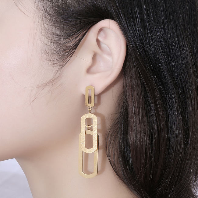 1 pièce de boucles d'oreilles pendantes géométriques streetwear en acier inoxydable