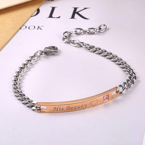 1 Piece Hip-Hop Letter Stainless Steel Plating Inlay Zircon Bracelets