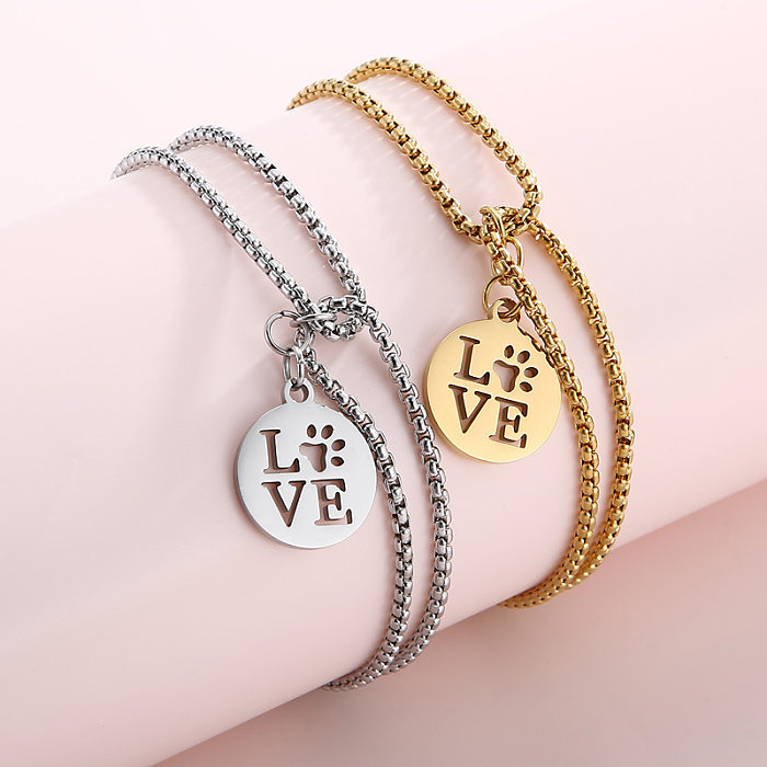 Fashion Temperament Element Double-layer Pearl Chain Big Letter LOVE Ring Pendant Bracelet