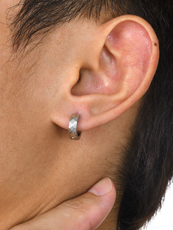 Boucles d'oreilles créoles en acier inoxydable plaqué or, Style classique décontracté, couleur unie, 1 pièce