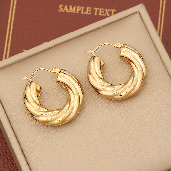 1 Paar schlichte, einfarbige Edelstahl-Ohrringe im IG-Stil
