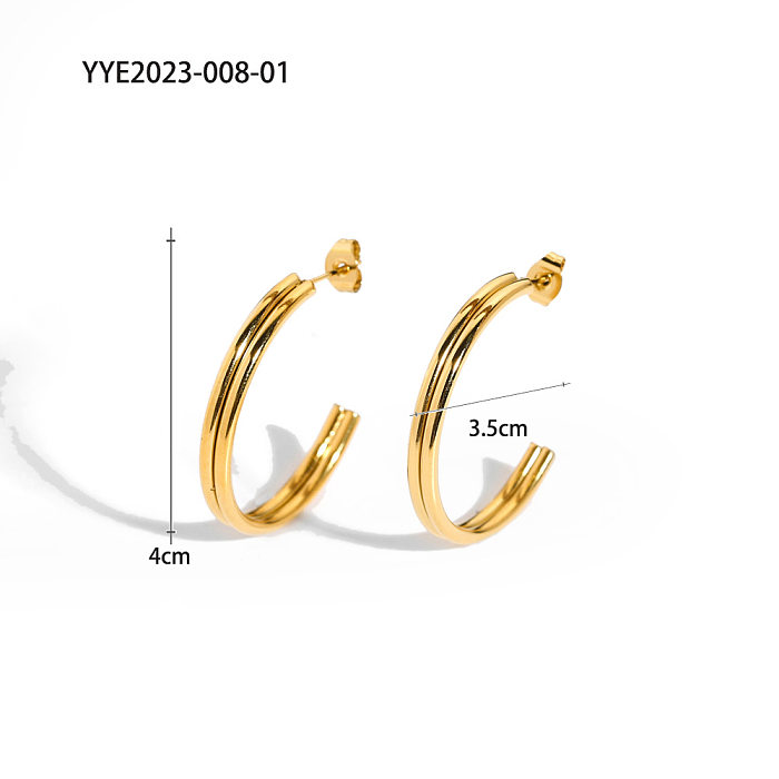 1 Pair Simple Style C Shape Plating Stainless Steel  Ear Studs