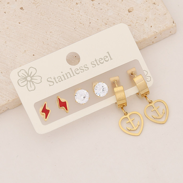 1 Set Basic Vacation Classic Style Star Heart Shape Plating Stainless Steel  Drop Earrings