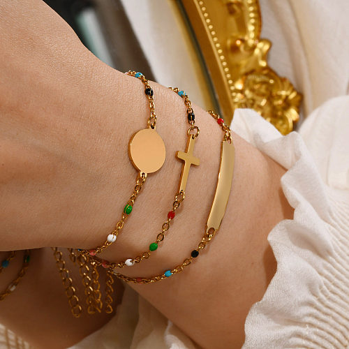 Vintage Style Simple Style Geometric Stainless Steel Plating Gold Plated Bracelets
