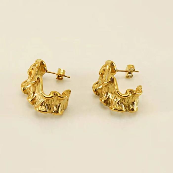 1 Pair Retro Roman Style Geometric Plating Stainless Steel  18K Gold Plated Ear Studs