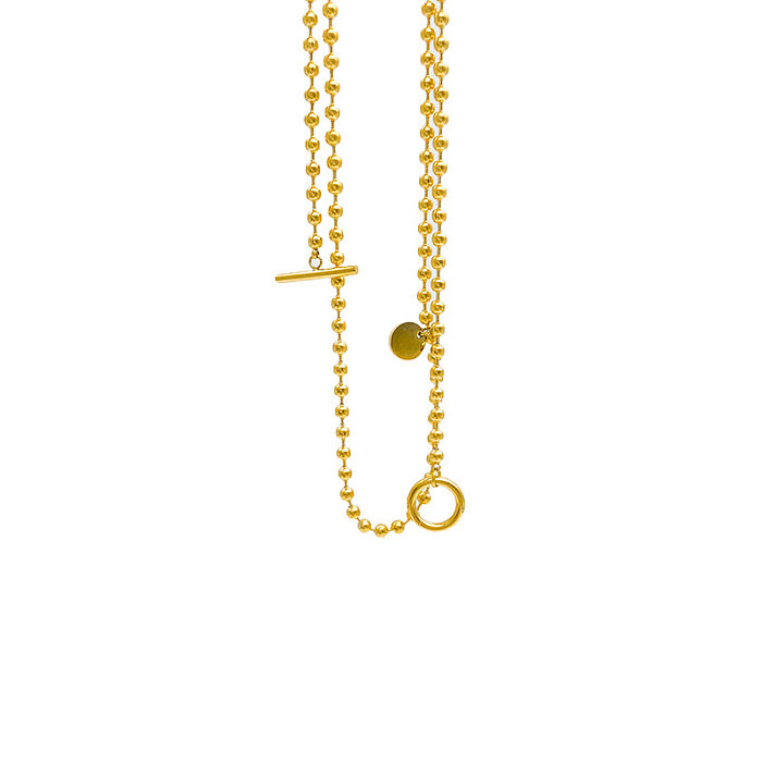 Collares de doble capa chapados en oro geométricos de acero inoxidable 18K de estilo simple