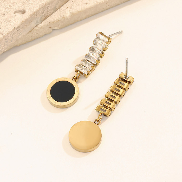 1 Paar klassische runde Zahlen-Ohrringe aus Edelstahl mit Acryl-Strasssteinen