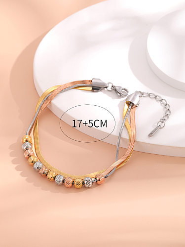 Vintage Style Round Titanium Steel Plating 24K Gold Plated Bracelets