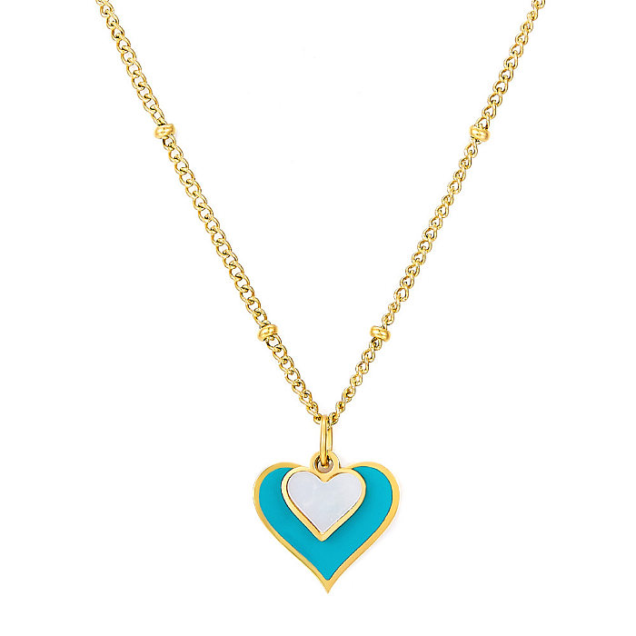 Fashion Heart Shape Stainless Steel  Plating Layered Necklaces 1 Piece