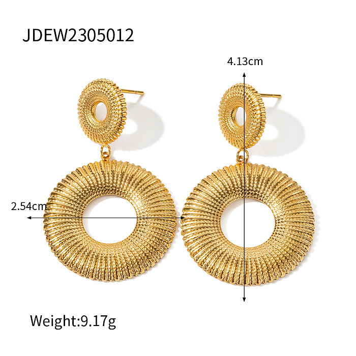 1 Pair Modern Style Round Plating Stainless Steel  18K Gold Plated Drop Earrings