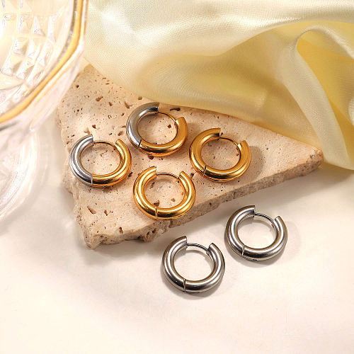 Simple 18k Gold-plated Stainless Steel  Jewelry Gold And Silver Hoop Earrings Jewelry