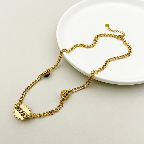 Simple Style Geometric Stainless Steel  Plating Chain Natural Stone Necklace 1 Piece