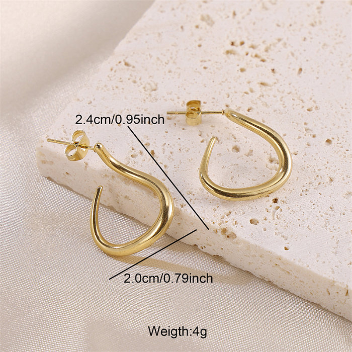 1 Paar einfache, klassische, geometrische Polierplattierung aus Edelstahl mit 18 Karat vergoldeten Ohrringen