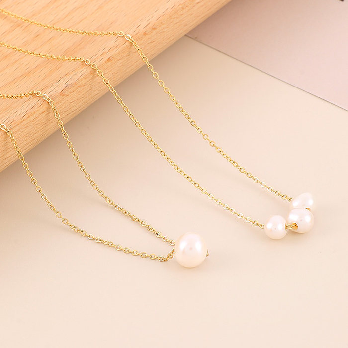 Simple Style Round Stainless Steel  Shell Stainless Steel Plating 18K Gold Plated Necklace