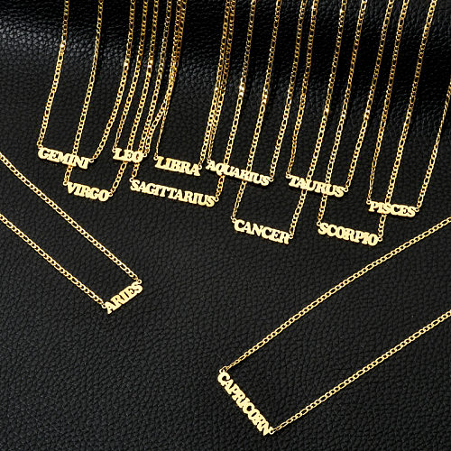 Colar banhado a ouro em aço inoxidável com letras de estilo simples