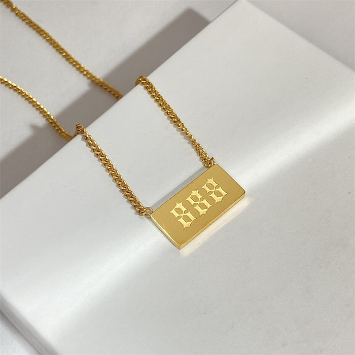 1 Piece Streetwear Number Rectangle Stainless Steel  Plating Pendant Necklace