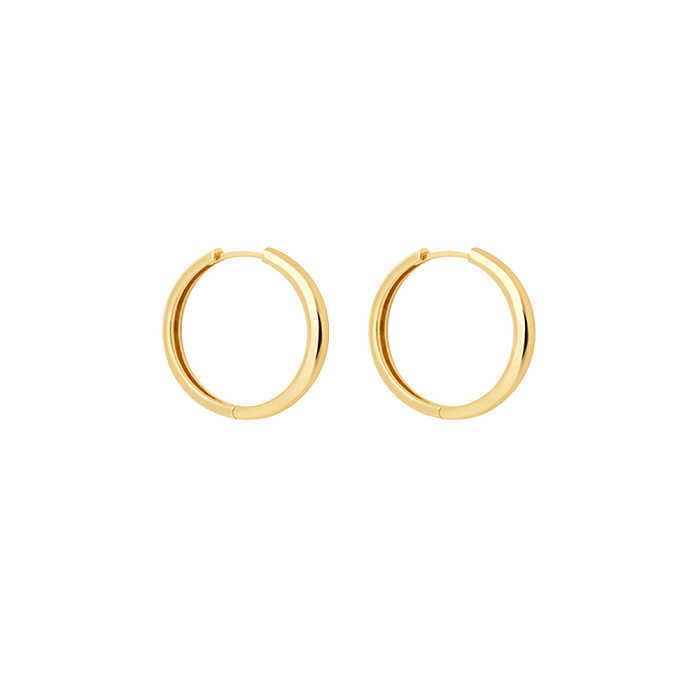 Boucles d'oreilles simples en acier inoxydable à cerceau uni en or et en argent