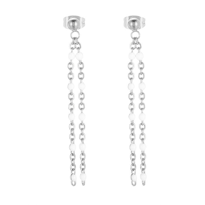 1 Pair Simple Style Chain Plating Stainless Steel  Drop Earrings