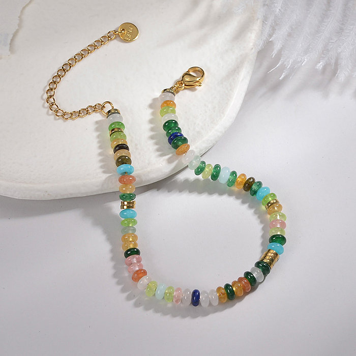 Bracelets plaqués or 18 carats en pierre naturelle en acier inoxydable coloré doux de vacances en vrac