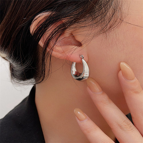 1 paire de boucles d'oreilles géométriques en acier inoxydable de style classique